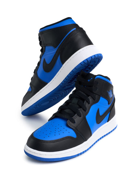 Кроссовки подростковые Jordan 1 Mid "Black Royal Blue" GS NKDADDYS SNEAKERS, цвет: синий DQ8423-042 купить онлайн