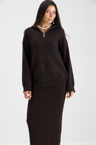 Костюм (джемпер на молнии + юбка) MIA AIM, цвет: шоколадный, MIA697 купить онлайн