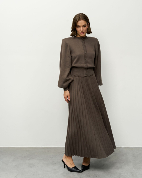 Вязаный костюм с длинной юбкой YONSRU, цвет: темно-серый, 824 купить онлайн