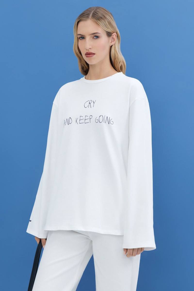 Лонгслив из 100% хлопка TOPTOP, цвет: молочный с принтом, TT.904.16990.122 купить онлайн