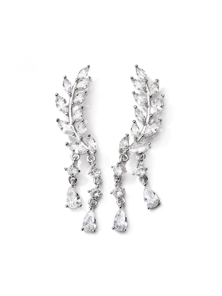 Серьги с висячими фианитами silver