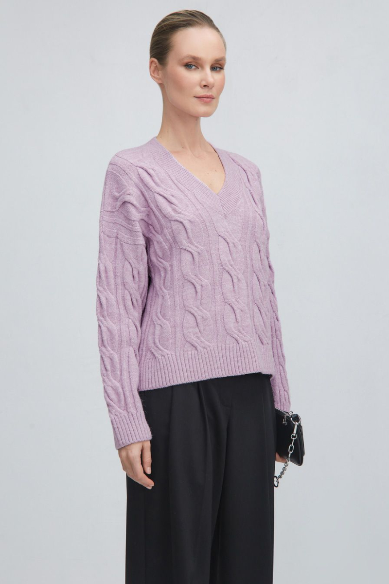 Пуловер с вязкой «косичка» TOPTOP, цвет: розовый, TT.050.13955.300 купить онлайн