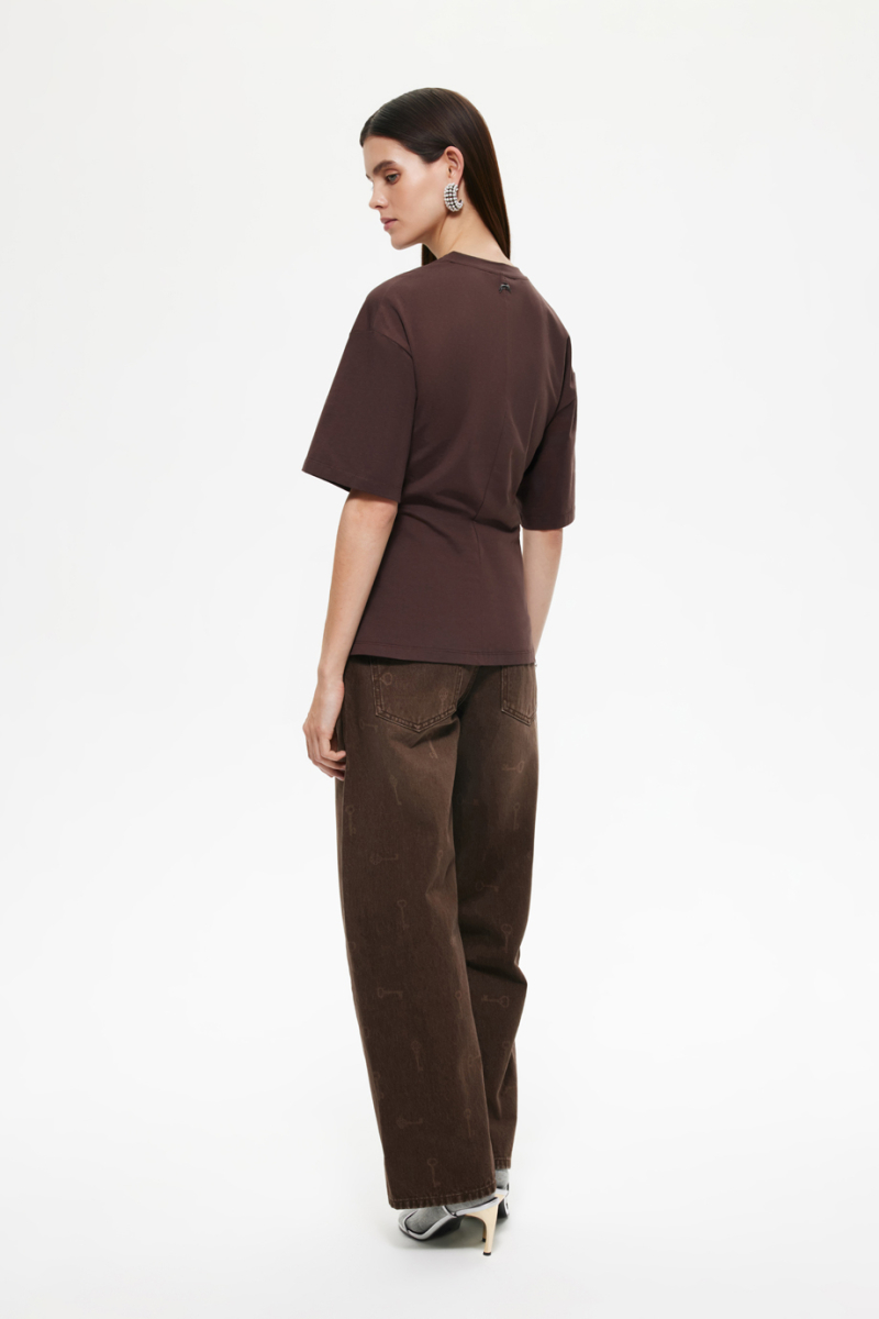 Футболка со шнуровкой DREAMS BY ALENA AKHMADULLINA, цвет: коричневый, 225103120404464/408000 купить онлайн