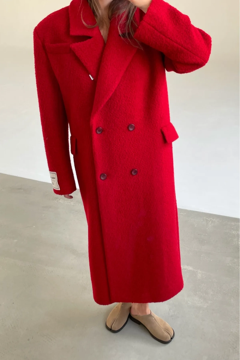 Пальто-макси из вареной шерсти Насыщенный красный Erist store, цвет: красный, НФ-00003235 купить онлайн