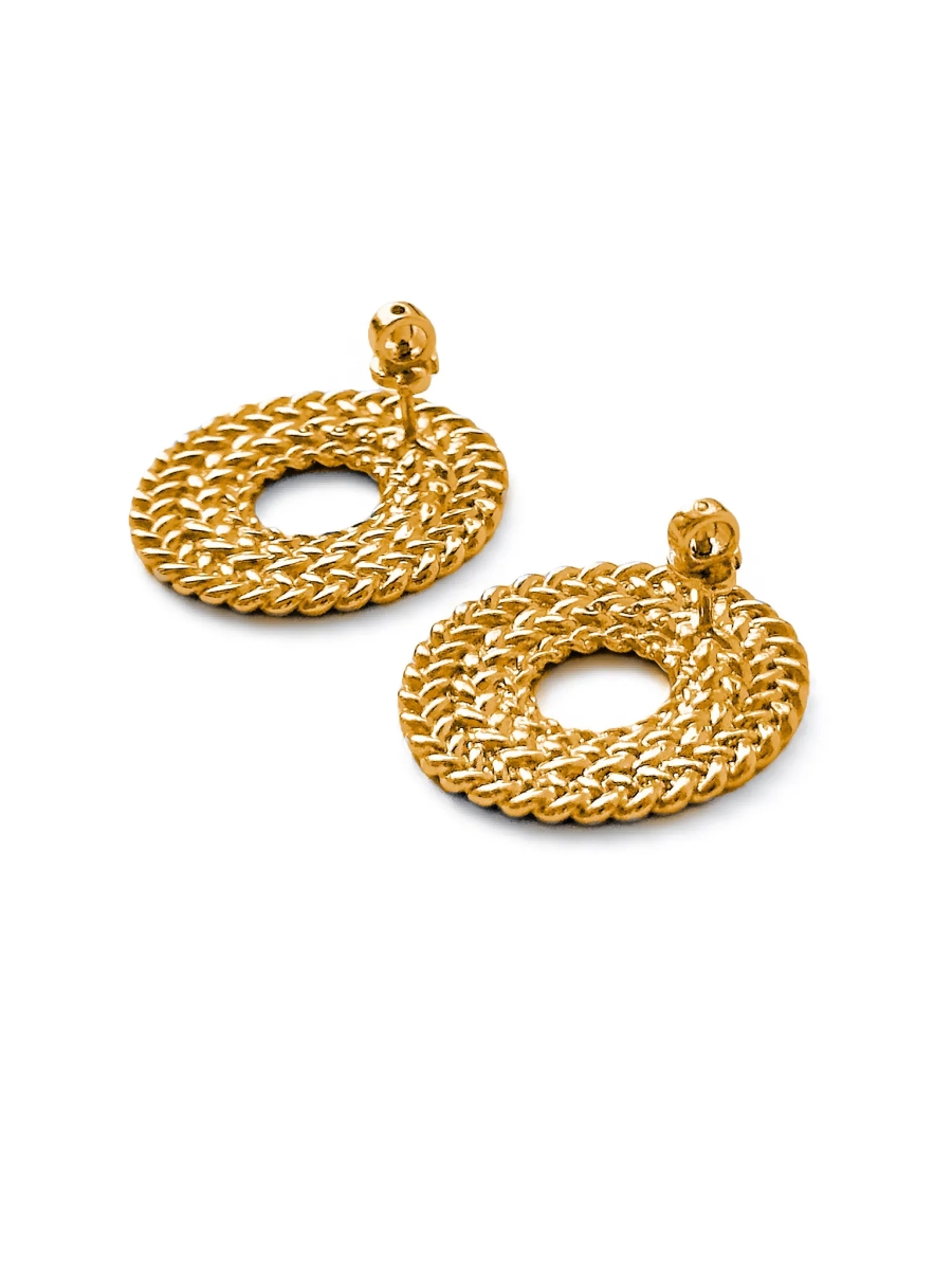 Серебряные серьги «Плетение» SBLESKOM, цвет: позолота, 22064 купить онлайн
