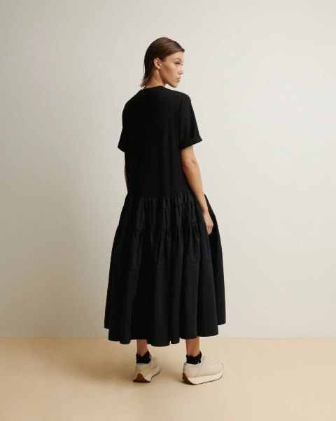 Платье миди комбинированное Anmuse, цвет: Черный, RB26S183-BLK купить онлайн
