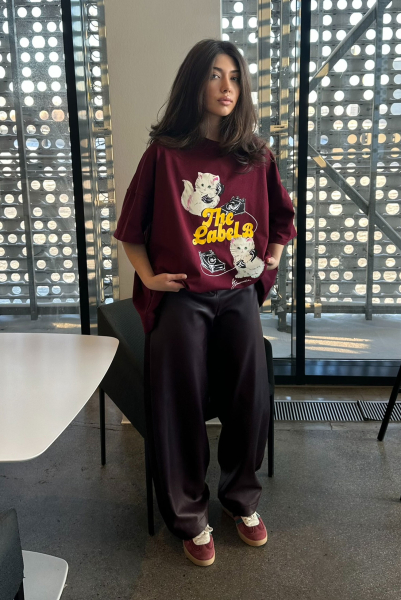 Футболка The Meow Label BURGUNDY Label .B, цвет: grey, Tp.04.5.0139.1125BRD купить онлайн