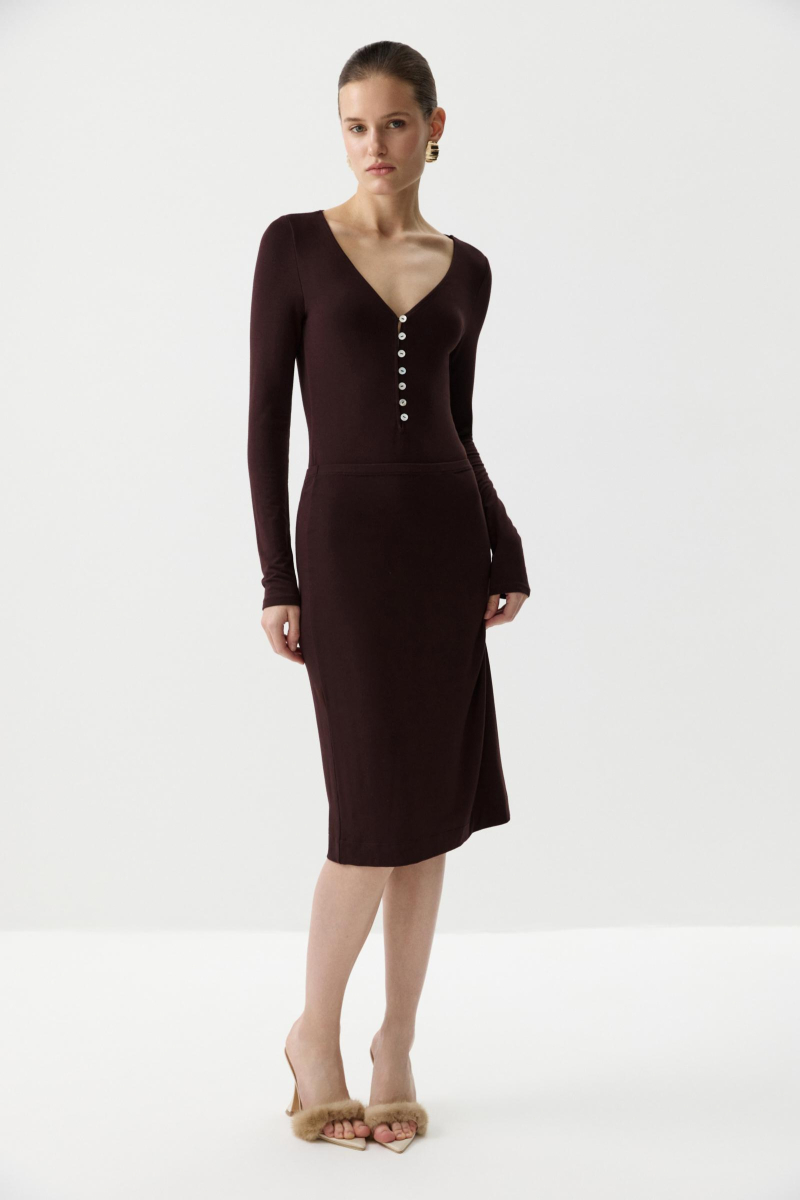 Боди из вискозы с длинным рукавом Charmstore, цвет: коричневый,  купить онлайн