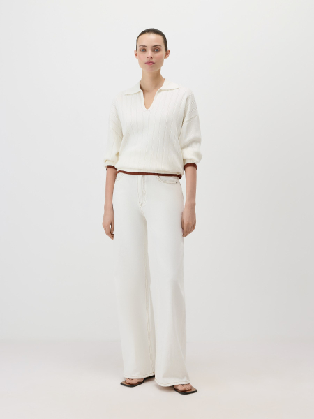 Пуловер с разрезами Conso, цвет: молочный/терракотовый, KPL 260735 - молочный/терракотовый купить онлайн