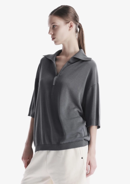 Футболка-поло на молнии KRAKATAU, цвет: темно-серый, Sw45-2 купить онлайн