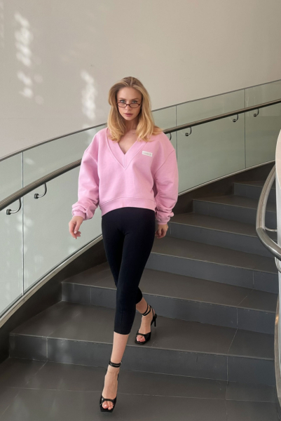 Свитшот с V вырезом LIGHT PINK