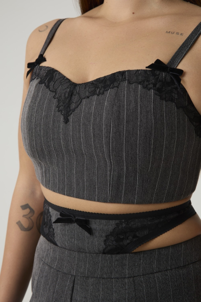 Топ с отделкой из кружева 4forms, цвет: серый, 65500 купить онлайн