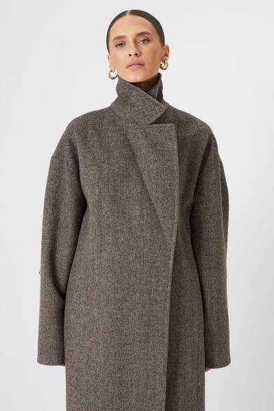 Пальто-халат MIA AIM, цвет: коричневый в ёлочку, MIA379/5 купить онлайн