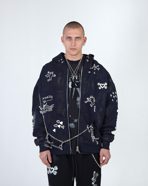 Худи ZIP KINO DRAWINGS 580 GR NAVY ASIA ST 71, цвет: синий, Ast71.kino-ziphood-draw-navy купить онлайн