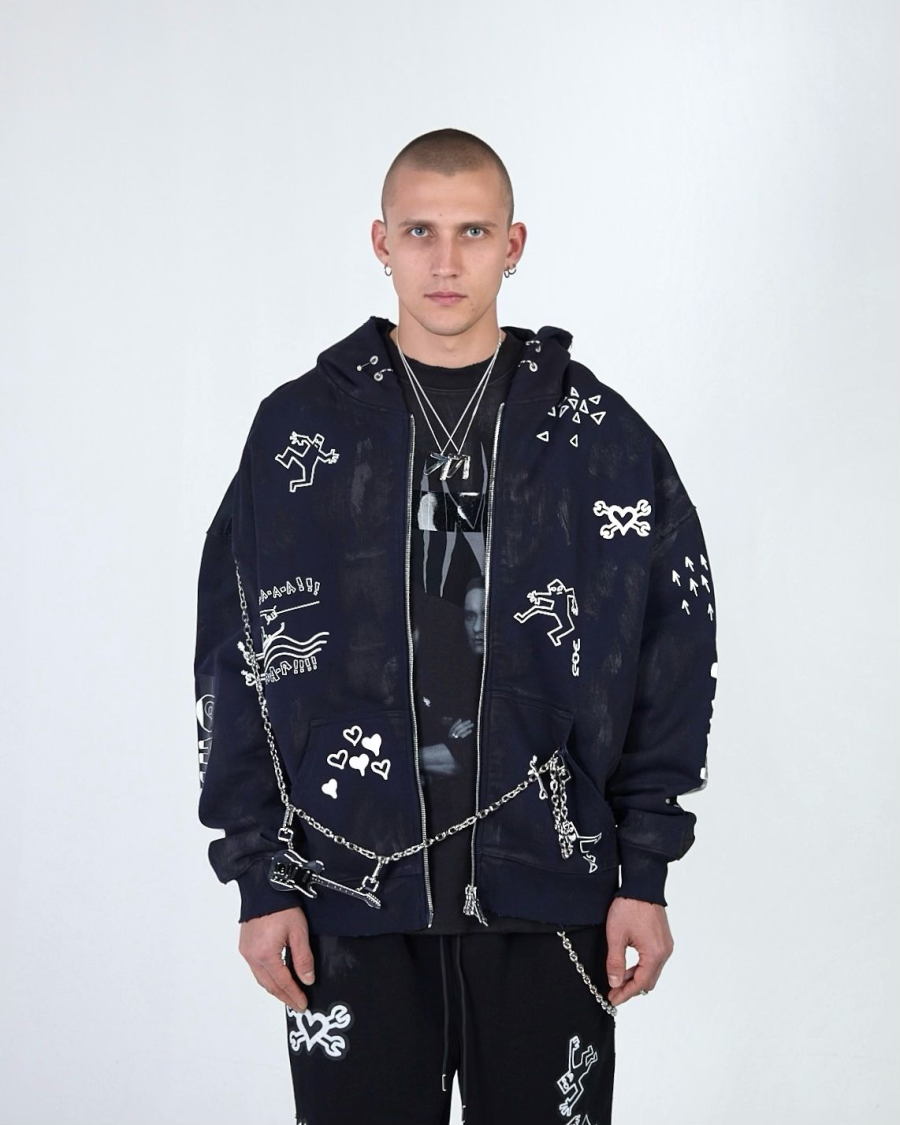 Худи ZIP KINO DRAWINGS 580 GR NAVY ASIA ST 71, цвет: синий, Ast71.kino-ziphood-draw-navy купить онлайн