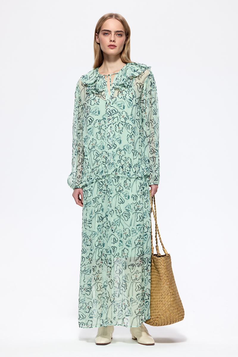 Платье из шифона с принтом