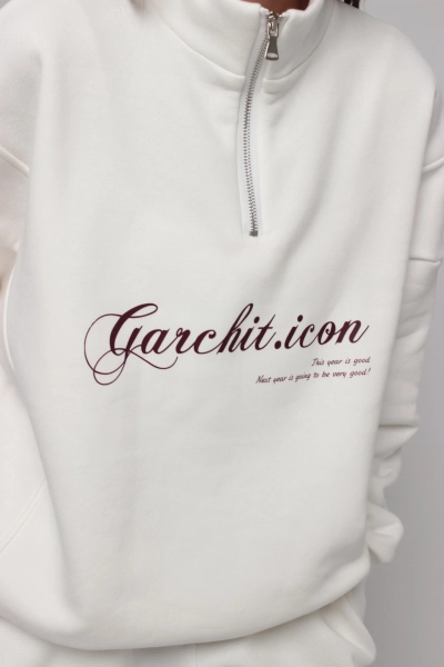 Свитшот с короткой молнией GARCHIT, цвет: белый, GARFutSvitMolnWhite1 купить онлайн