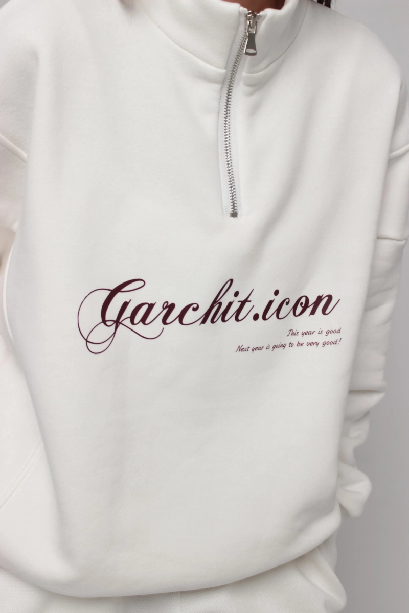 Свитшот с короткой молнией GARCHIT, цвет: белый, GARFutSvitMolnWhite1 купить онлайн