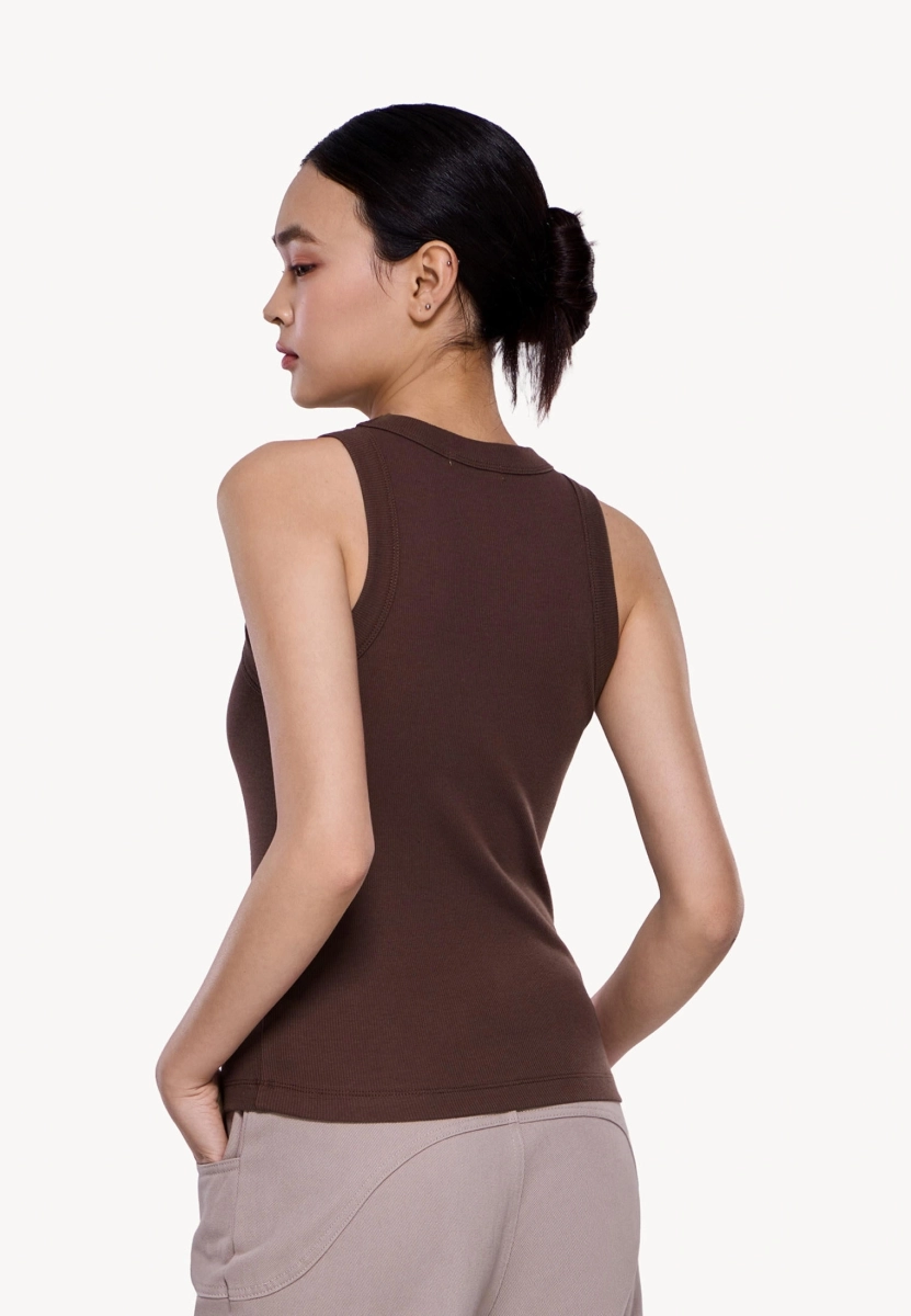 Женская майка в рубчик MUTED, цвет: коричневый, 904463.WTNK0003_Brown купить онлайн