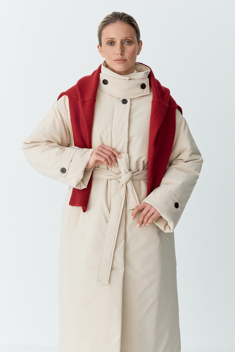 Пальто однобортное утепленное Ricoco, цвет: бежевый, 7012/2 купить онлайн