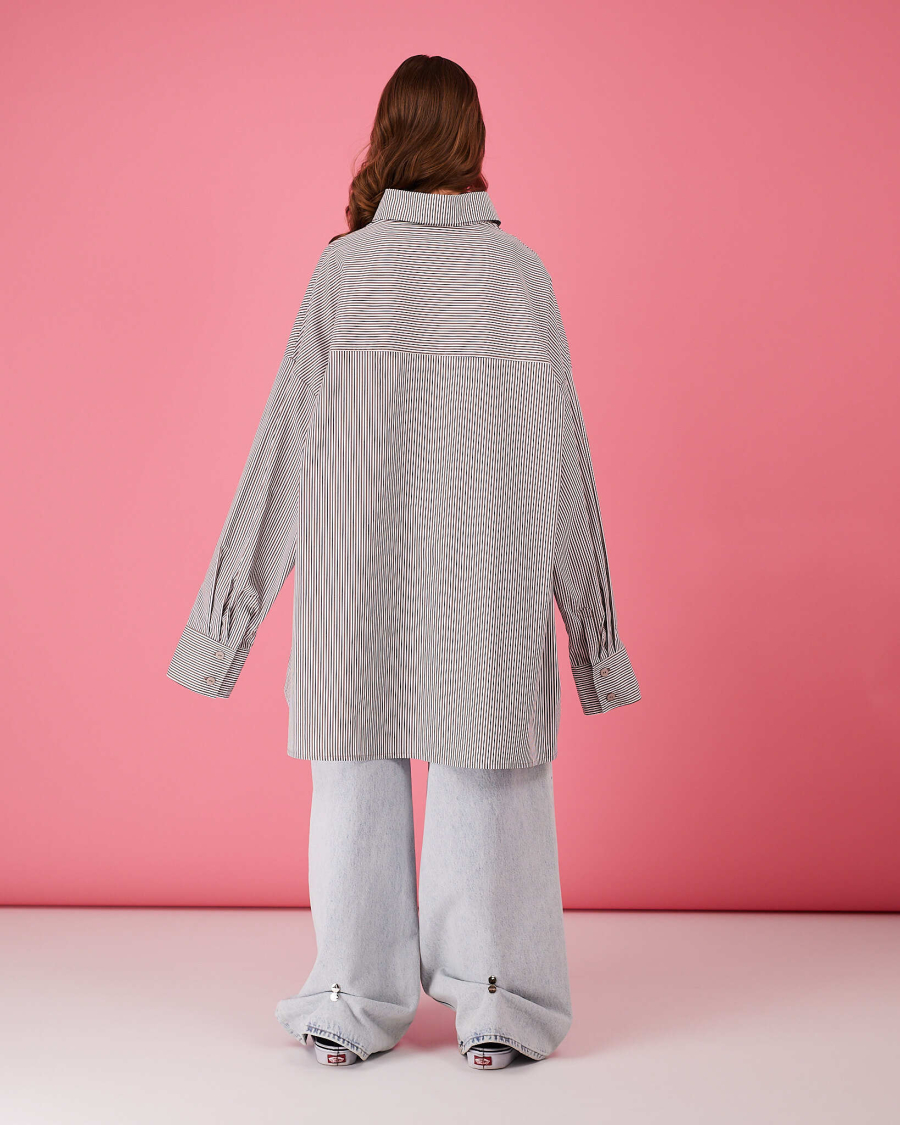 Рубашка макси овер #35 TABOO, цвет: черно-белый, Rub35 купить онлайн