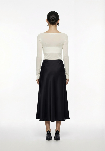 Юбка миди из атласа REFERT, цвет: Черный, 07-2541/1-2511 купить онлайн