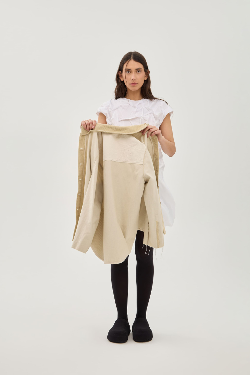 Рубашка с расширенным плечом UNKE, цвет: Светло-бежевый, 2601SH003C_BE купить онлайн