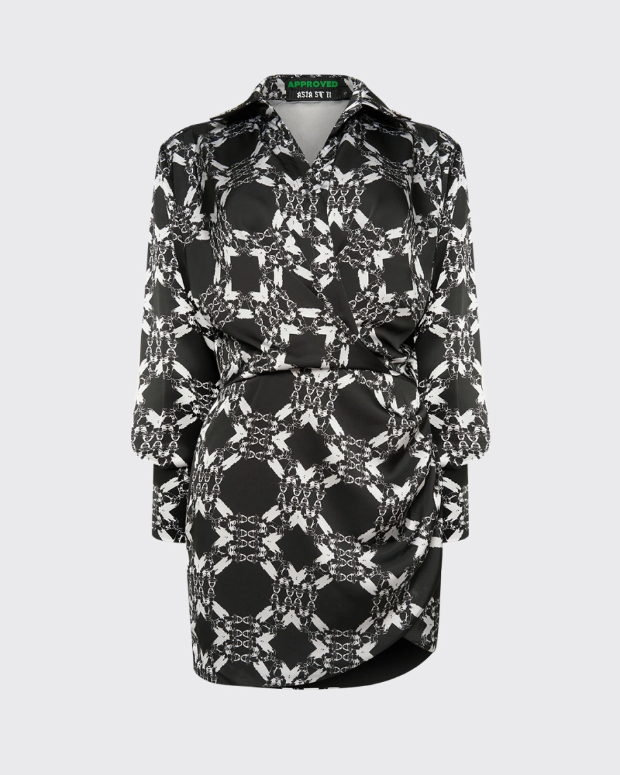 Платье с запахом SATIN PATTERN GREY ASIA ST 71, цвет: серый, Ast71.dress-satin-pattern купить онлайн