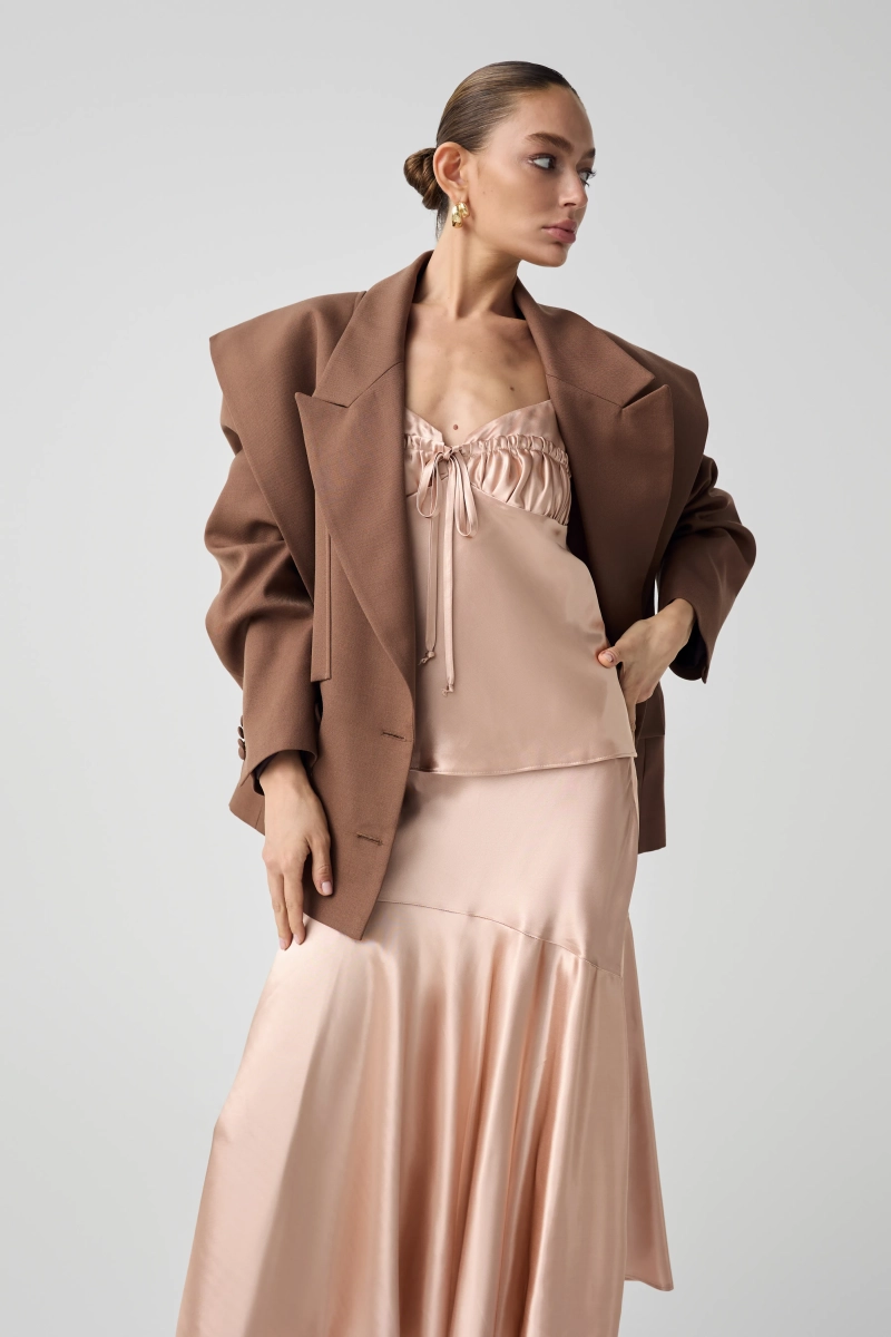 Топ из итальянской вискозы Shtripling, цвет: пудровый, SHTOP004PDR купить онлайн