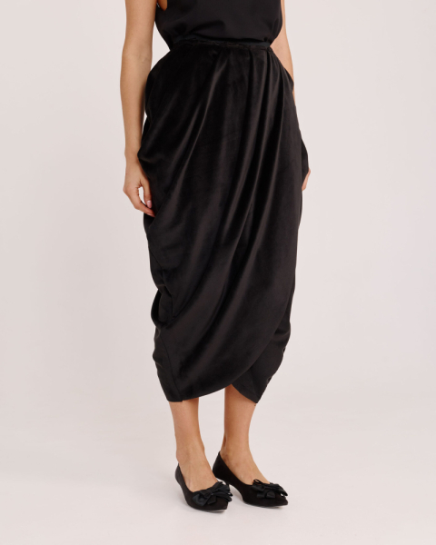Юбка миди из бархата BLACK