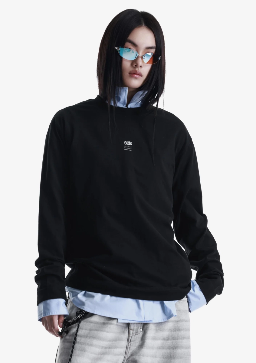 Лонгслив с тональным логотипом KRAKATAU, цвет: Черный, Tu125-1 купить онлайн