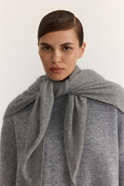 Косынка из смесовой ангорской шерсти TOPTOP, цвет: серый меланж TTS.604.18514.820 купить онлайн