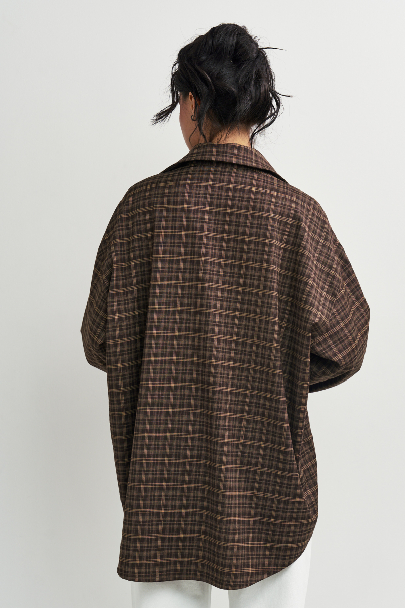 Рубашка в клетку с карманом Темный шоколад Erist store, цвет: шоколадный, НФ-00003259 купить онлайн