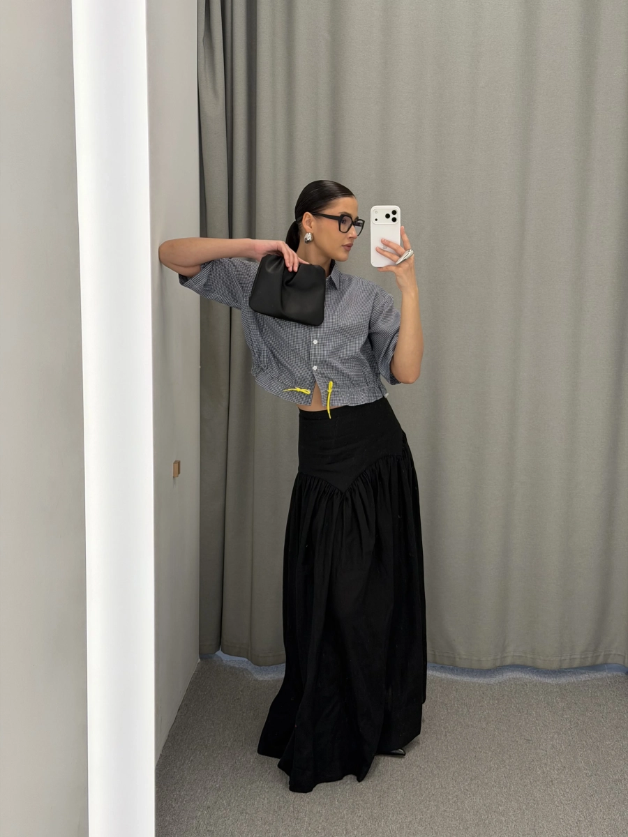 Юбка в пол с элементом баски MUSE ME, цвет: Черный, SK031 купить онлайн