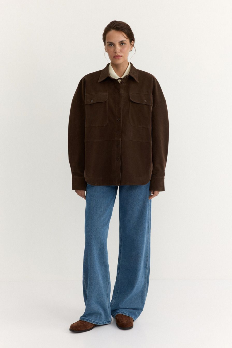 Рубашка из экозамши TOPTOP, цвет: коричневый, TT.021.17921.700 купить онлайн