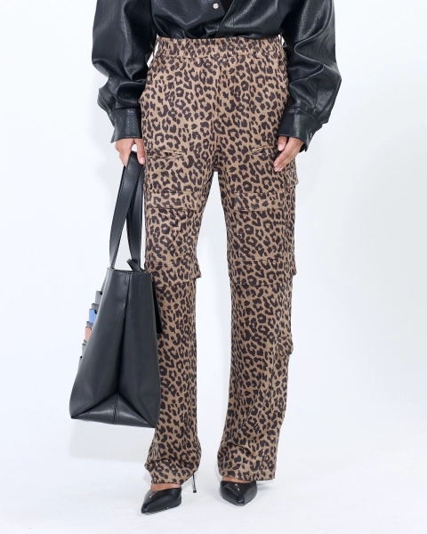 Брюки свободные леопардовые ASIA ST 71, цвет: коричневый, Ast71.pants-Leo-brown купить онлайн