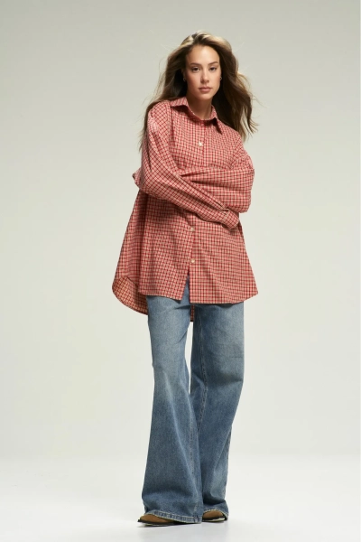 Рубашка Oversized в клетку Red Erist store, цвет: красный, НФ-00002700 купить онлайн