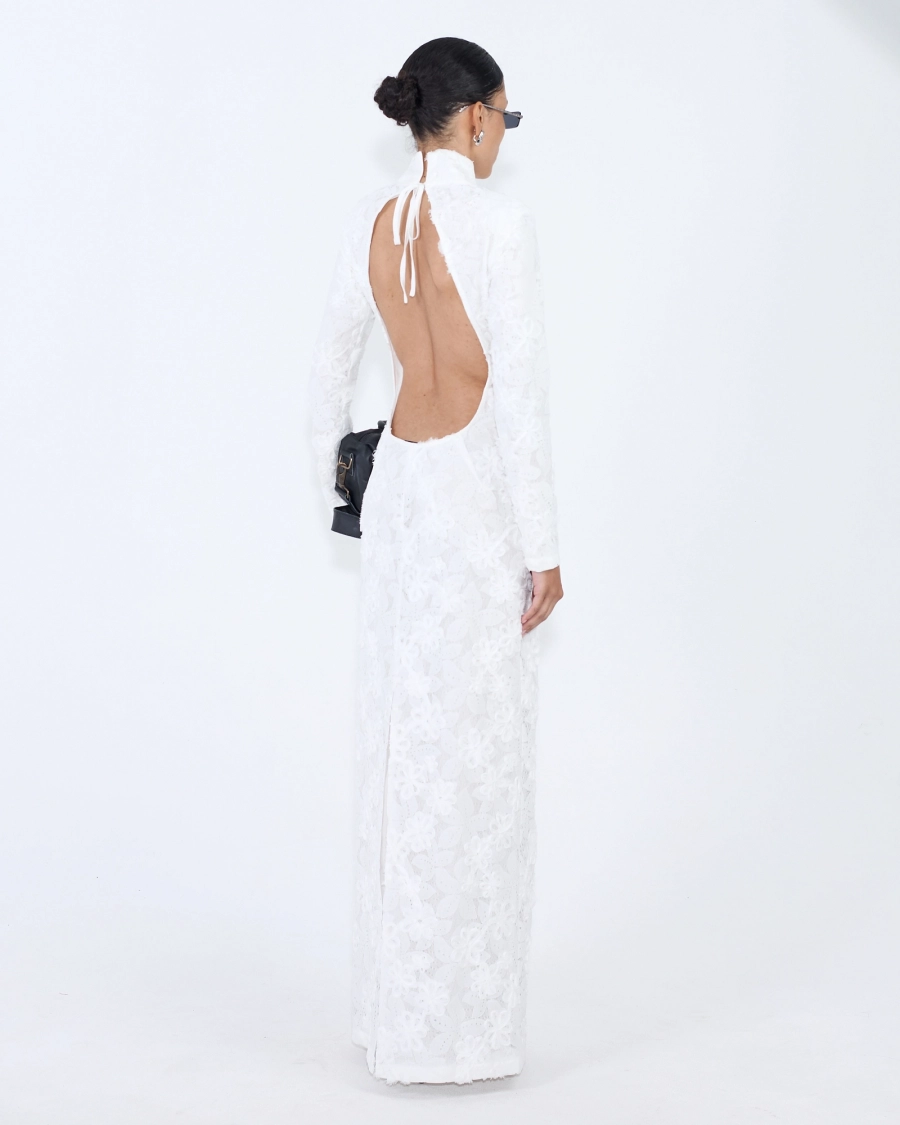 Платье-макси с открытой спиной КРУЖЕВА ASIA ST 71, цвет: белый, Ast71.dress-laces-maxi-wh купить онлайн