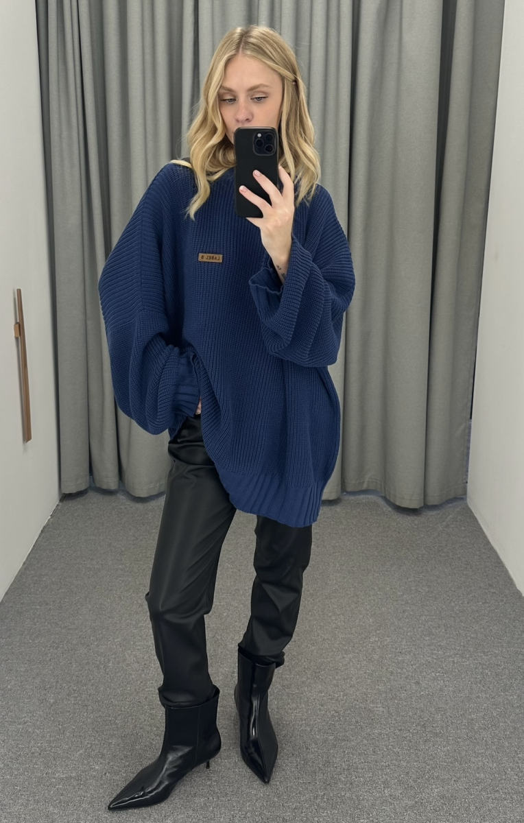 Джемпер объемный вязаный BLUE Label .B, цвет: blue, Kn.02.6BL купить онлайн