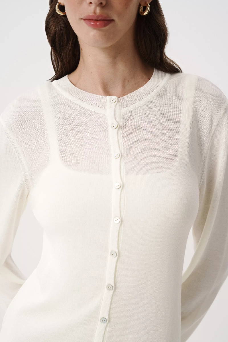 Кардиган из лиоцелла и шерсти Charmstore, цвет: молочный, 305-588119-111 купить онлайн