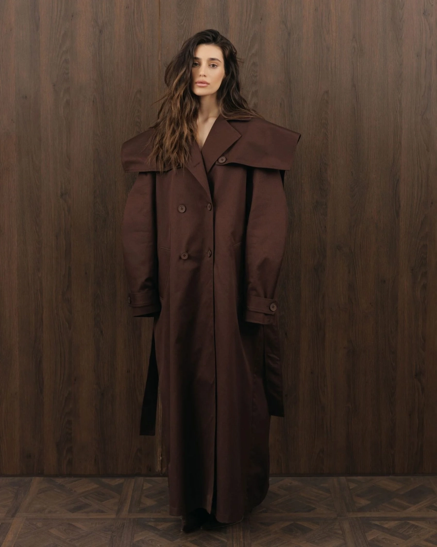 Длинный тренч YONSRU, цвет: коричневый,  купить онлайн