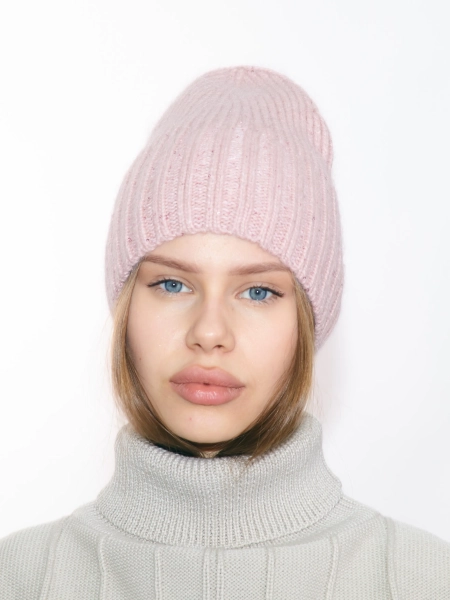 Вязаная шапка в пайетку с добавлением ангоры LIBERT'A, цвет: розовый 00053 купить онлайн