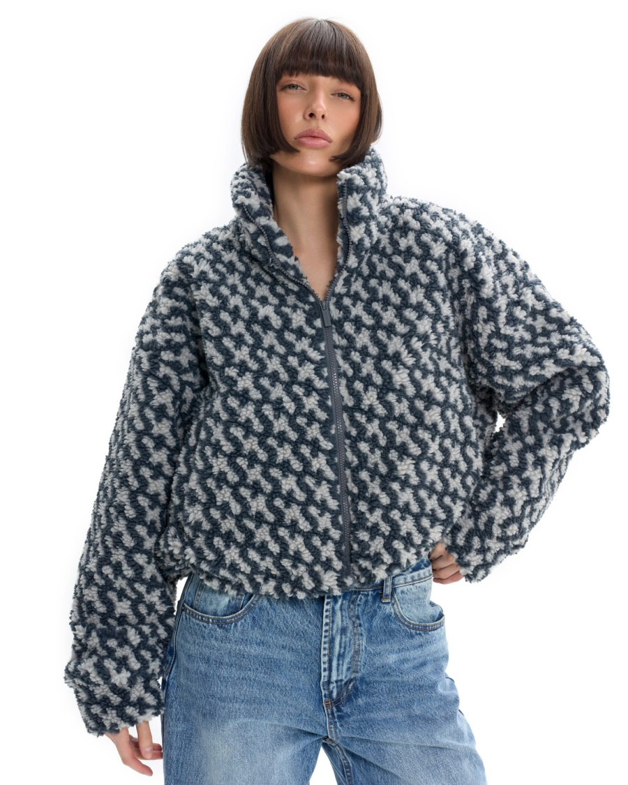 Бомбер Паттерн укороченный Suborbia, цвет: серый, 006925 купить онлайн