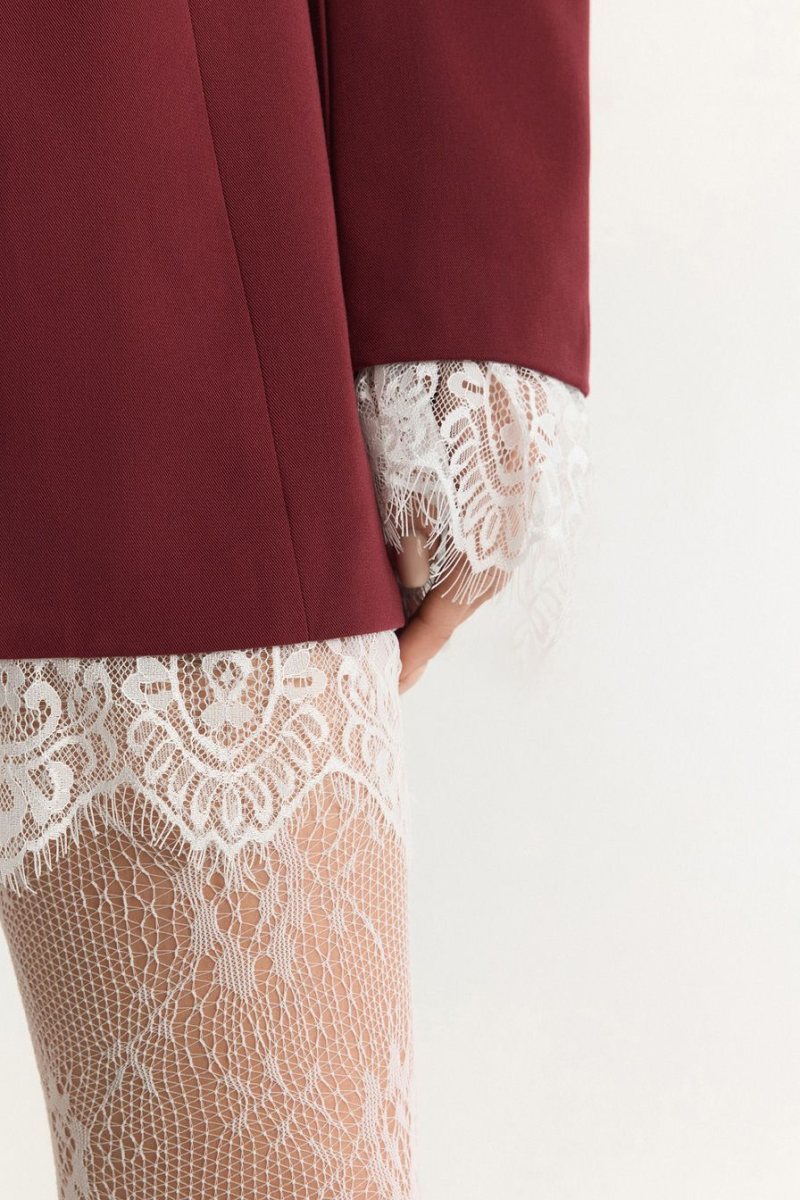 Жакет с кружевной отделкой TOPTOP, цвет: Бордовый, TTS.060.18560.330 купить онлайн