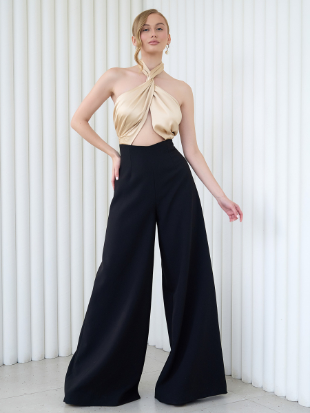 Комбинезон с открытой спиной I.B.W., цвет: черный/бежевый, EO005 купить онлайн