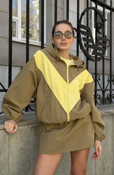 Юбка с шортами плащевая Label .B, цвет: хаки,  купить онлайн