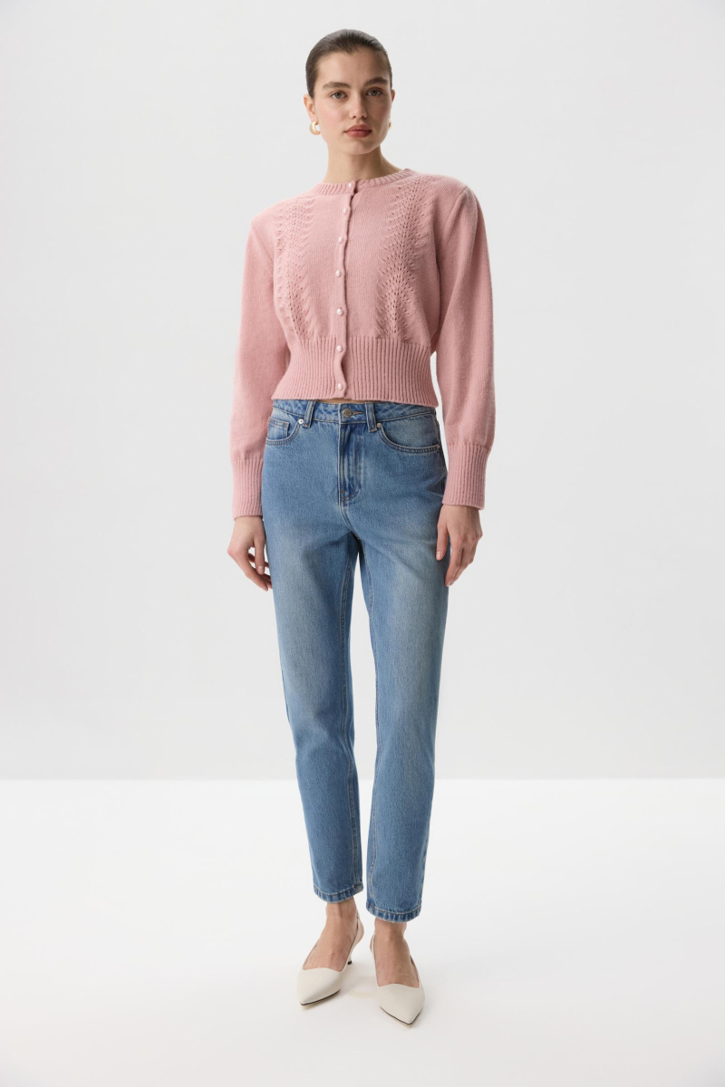 Кардиган с декоративным узором Charmstore, цвет: пудровый, 305-43685-227 купить онлайн