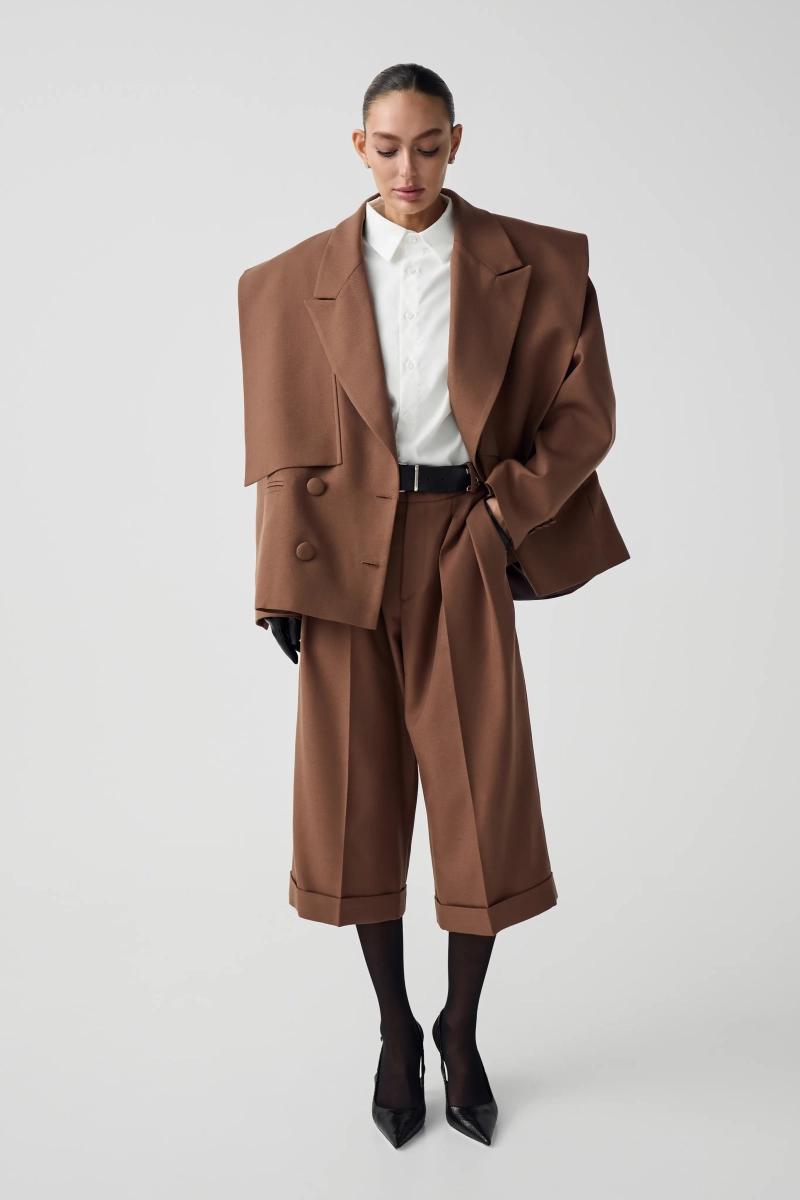 Кюлоты из шерсти Shtripling, цвет: коричневый, SHPNT008BRN купить онлайн