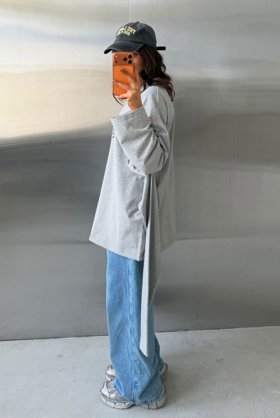 Лонгслив Крест-накрест Label .B, цвет: серый,  купить онлайн