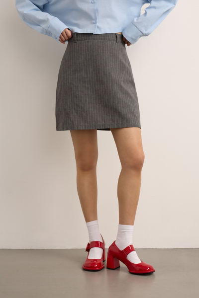 Юбка мини прямая в полоску Mollis, цвет: серый, 15-08-3193/1 купить онлайн